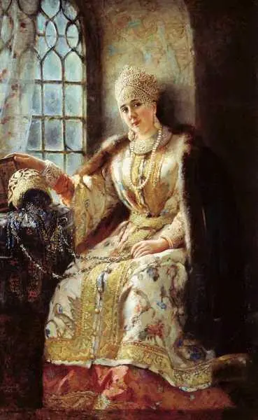 К Е Маковский Боярыня у окна 1885 г С В Иванов Семья 1900 г - фото 43