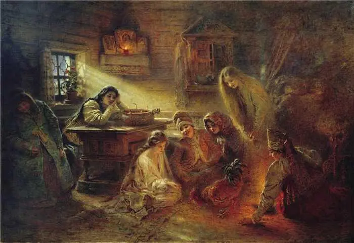К Е Маковский Святочное гадание 1900е гг A M Васнецов Двор - фото 64