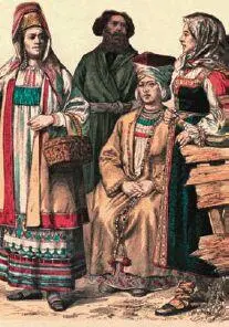Славяне Иллюстрация из Истории костюма Пасли три человека на Купалу коней - фото 69