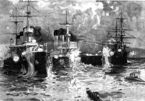 Нападение японцев на ПортАртур 27 января 1904 г С открытки того времени - фото 4