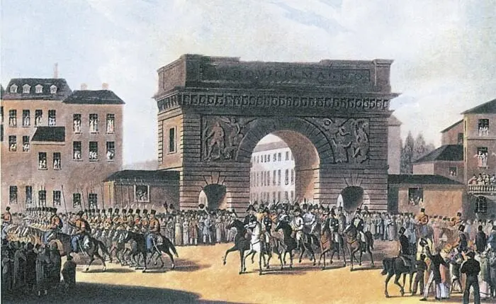 Вступление союзных войск в Париж 31 марта 1814 г Англ гравюра - фото 63