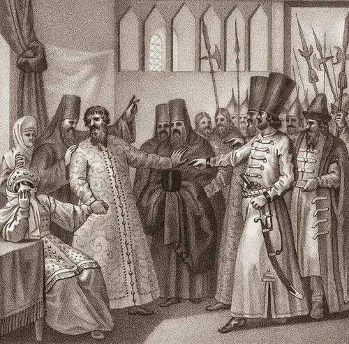Царь Василий Иванович Шуйский вступает в монашество 1610 г Гравюра Б - фото 384