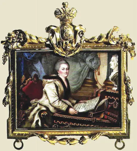 Екатерина Великая пишет Наказ Миниатюра Б Миних Гравюра Сия система - фото 440