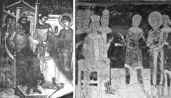 Слева Св Георгий и Дамиан Грузия Уибиси XIV в Справа Св Григорий и - фото 134