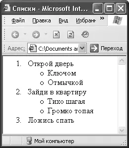 Рис 211Вложенный список Видно что элементы внутренних списков отступают от - фото 22