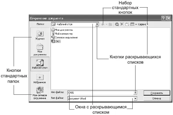 Рис 216Окно сохранения документа Это окно является вспомогательным окном - фото 35