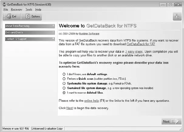 Рис 221Интерфейс программы GetDataBackfor NTFS ВНИМАНИЕ Чтобы программа - фото 166