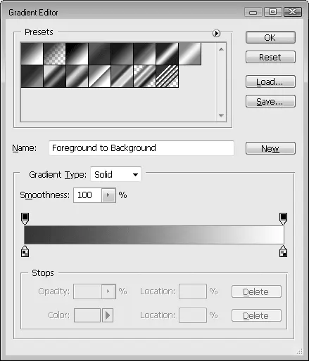 Рис 97Диалоговое окно Gradient Editor Редактирование градиента 97 Назад - фото 219