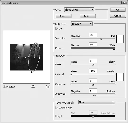 Рис 148Настройки фильтра Lighting Effects Эффекты света Результат нашей - фото 311