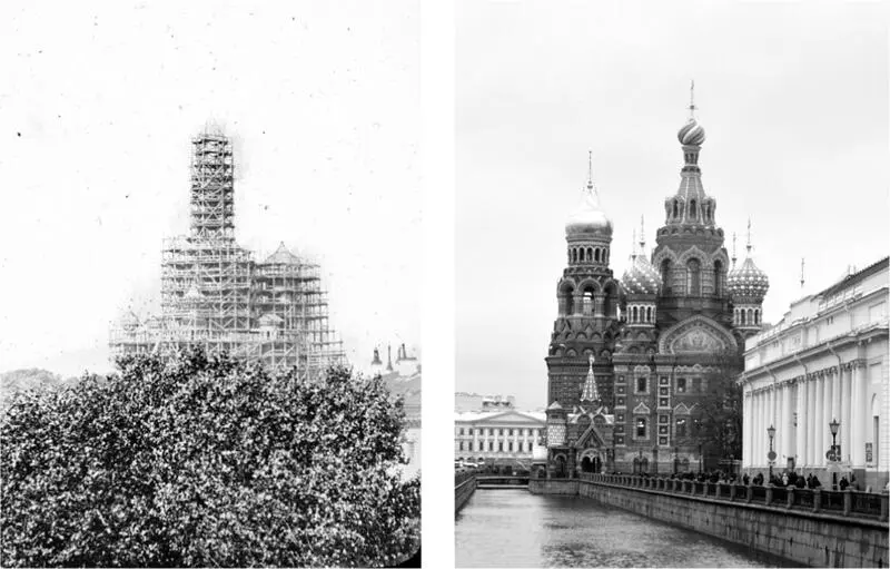 Храм Спаса на Крови во время строительства и в наши дни Библиотека - фото 10