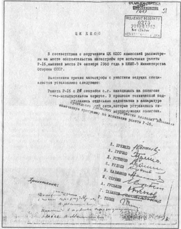 Текст телефонограммы МК Янгеля в ЦК КПСС с места происшествия Байконур 1960 - фото 17