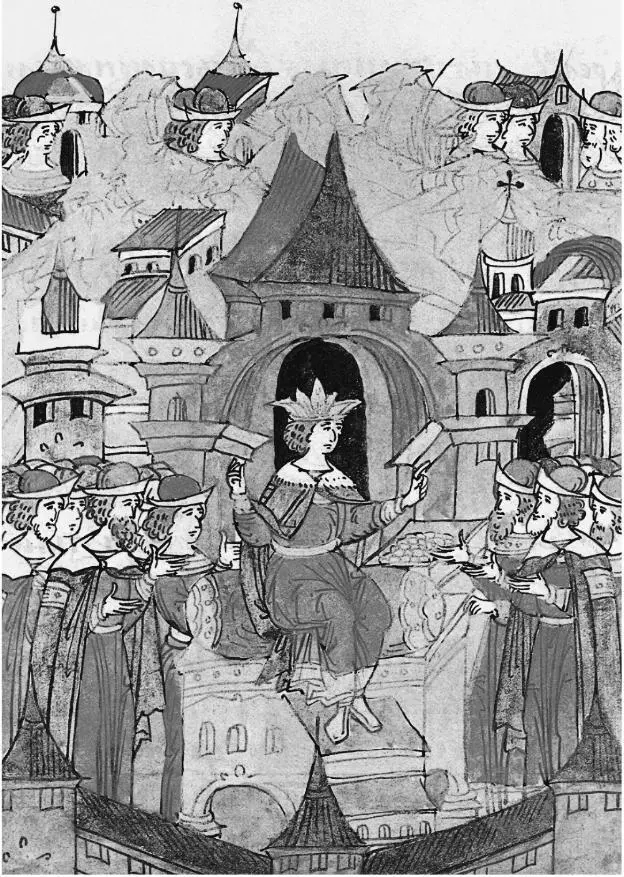 Земельная реформа 1551 г Миниатюра из Лицевого летописного свода XVI в - фото 44
