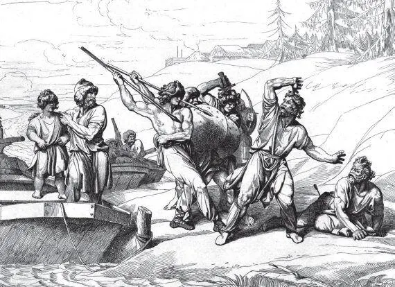 Смерть Аскольда и Дира Гравюра Ф А Бруни 1839 г Подошли руссы с моря к - фото 13