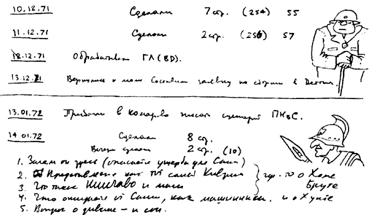 Рабочий дневник 13 декабря 1971 г и 14 января 1972 г Рисовал АНС Рабочий - фото 16