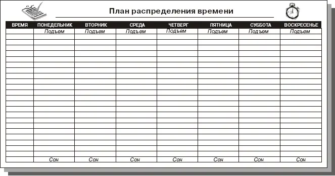 ЧИСТЫЙ БЛАНК ПЛАНА РАСПРЕДЕЛЕНИЯ ВРЕМЕНИ Создание идеального плана - фото 8