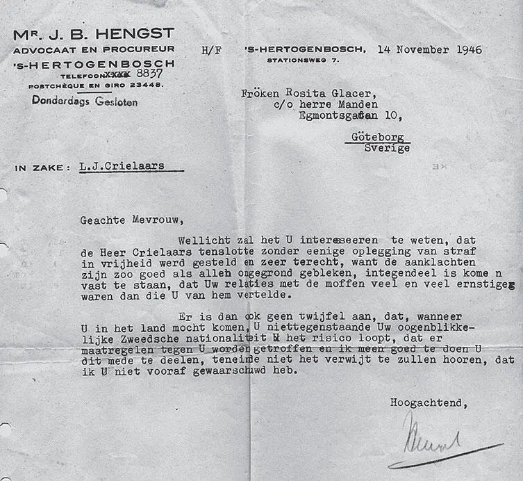 Письмо Розе от Й Б Хенгста адвоката Лео Криларса Из моего исчезнувшего - фото 49