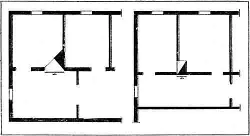 Рис 19Установка угловой и прямоугольной печей отапливающих три комнаты В - фото 19
