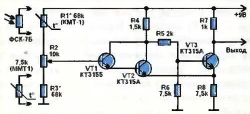 Настройка на пороговые уровни производится переменным резистором стоящим в - фото 78