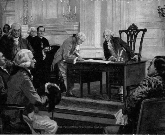Подписание конституции США За столом первый президент Джордж Вашингтон - фото 32
