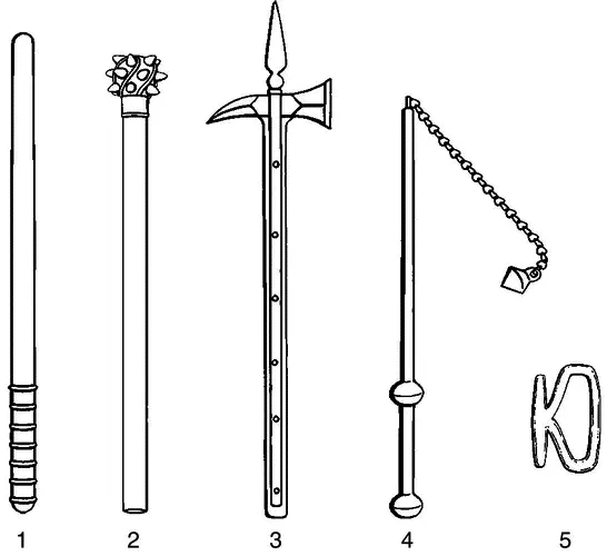 1 Дубинка 2 Булава 3 Боевой молот 4 Кистень 5 Кастет Ударное - фото 1