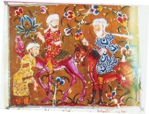 Абу Заиде помогает вернуть верблюдов Миниатюра рукописи Манаты - фото 163