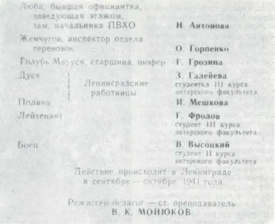 Программка дипломного спектакля И Высоцкой Мешковой Взгляды героев - фото 12
