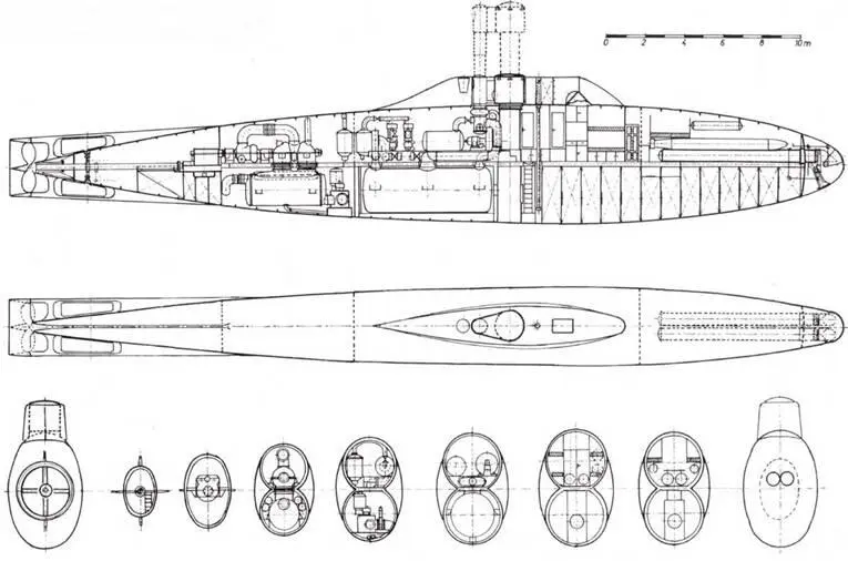 Чертёж проекты подлодки Гельмута Вальтера с турбинной силовой установкой - фото 6
