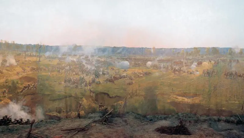 Панорама Бородинская битва Фрагмент Художник Ф А Рубо Однако ж жестокий - фото 186
