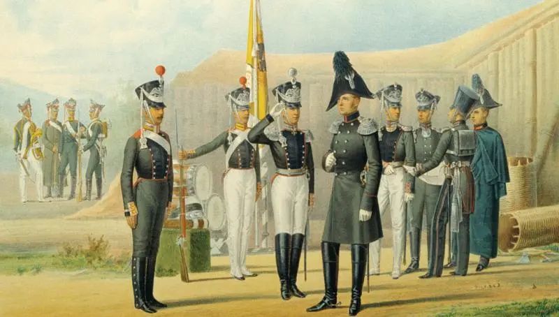 Лейбгвардия Саперного батальона 1812 г Раскрашенная гравюра Целью зимнего - фото 193