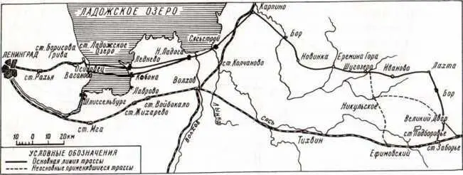 Пути подвоза грузов в блокированный Ленинград Ледовая дорога зимой - фото 42