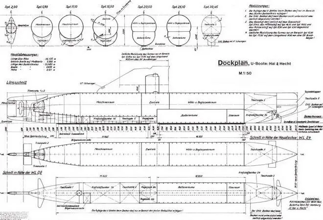 Чертеж для дока подлодок Хай и Хехт U 2322 была первой подлодкой XXIII серии - фото 74
