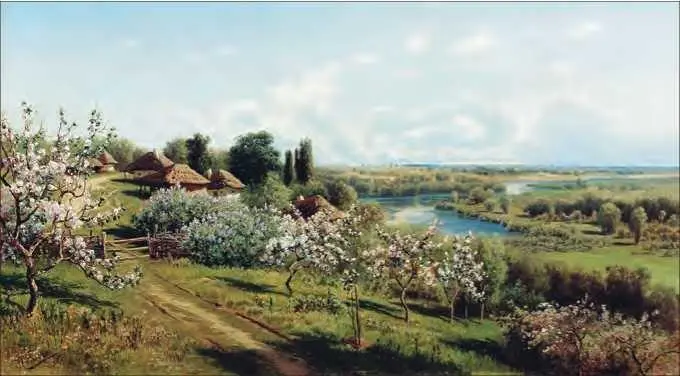 Н А Сергеев Яблони в цвету в Малороссии 1895 Верю в майский день от - фото 41