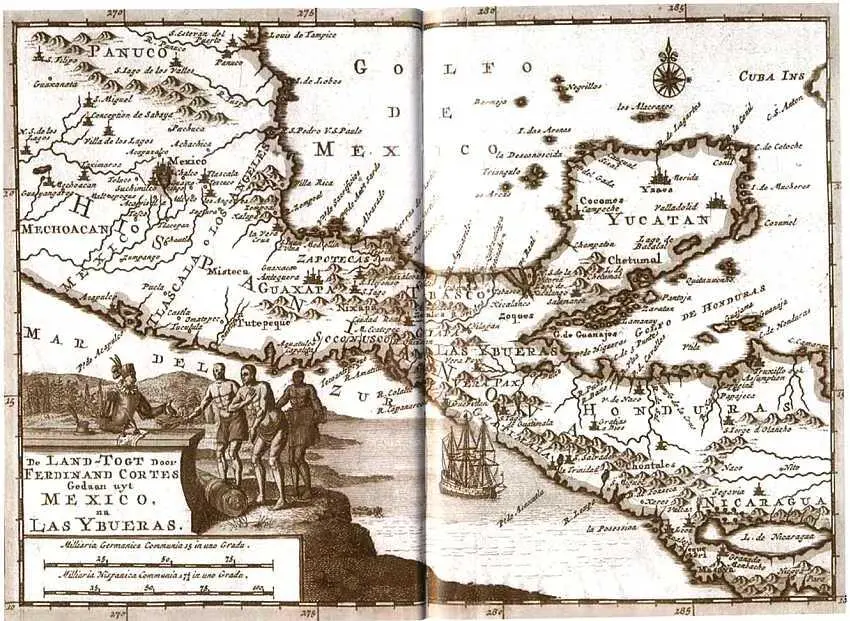Центральная Америка и Юкатан на карте П ван дер Аа Король Карл II Картина - фото 18