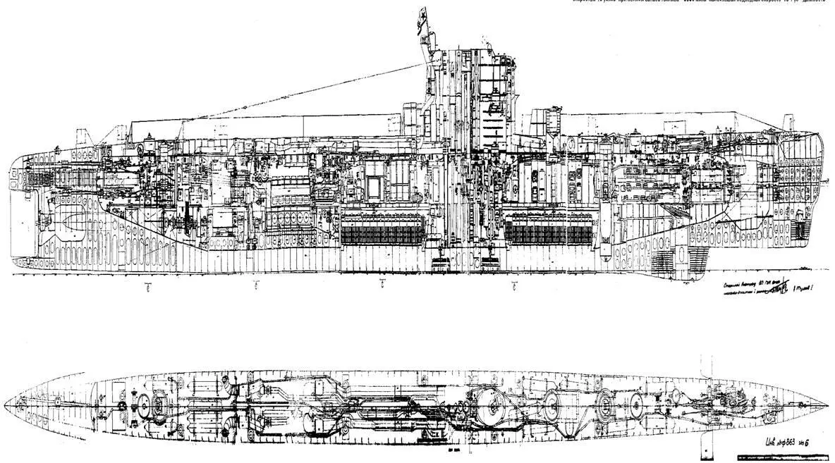 Подводные лодки 613 проекта Лист 1 Продольный разрез планы надстройки - фото 26