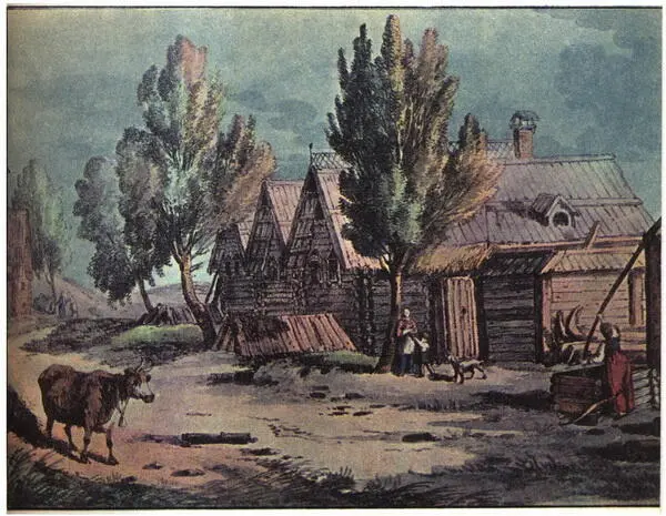 Русская деревня Литография А Убигана с натурных зарисовок Д Аткисона - фото 12