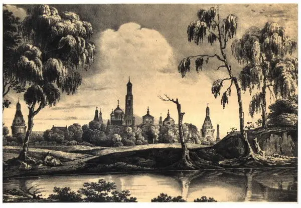 Вид Симонова монастыря в Москве Литография К Рабуса 1843 г Государственный - фото 18