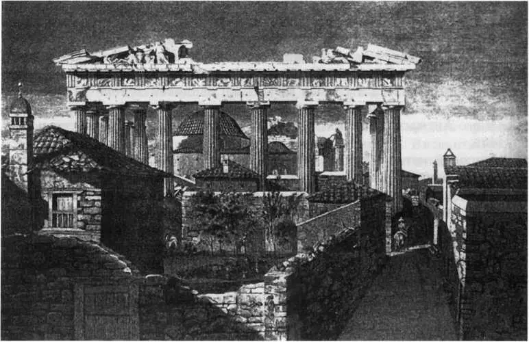 Восточный фронтон Парфенона в Афинах Гравюра с рис Уильяма Парса 1765 г - фото 9