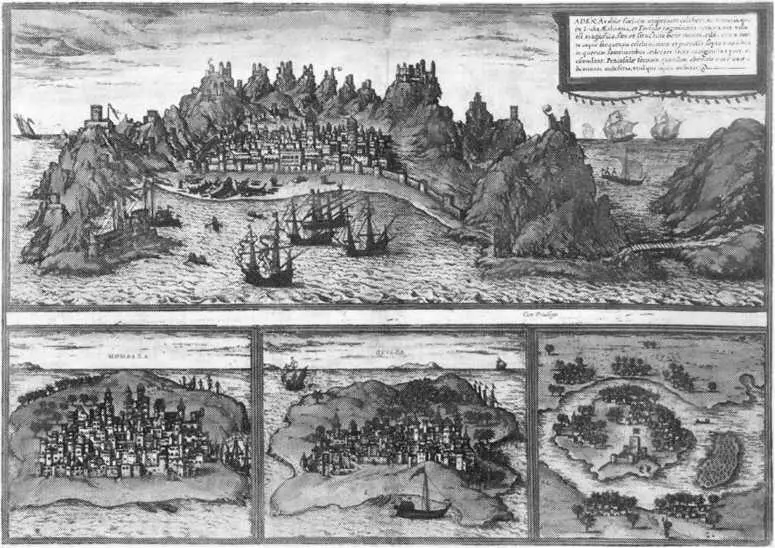 Виды Адена Софалы Момбасы и Килвы Раскрашенная гравюра из книги Civitates - фото 52