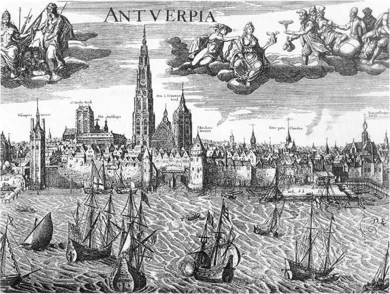 Вид Антверпена в 1610 году Гравюра После смерти Альбрехта 1621 Изабелла - фото 70