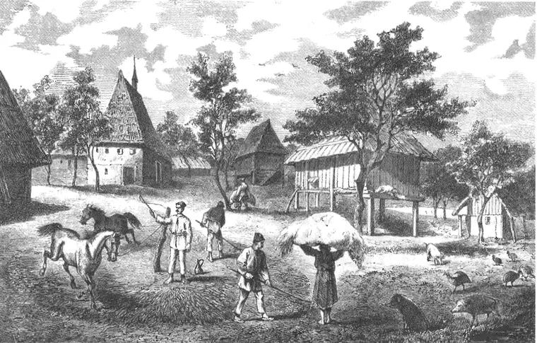 Село в западной Сербии середина XIX в Гравюра из сочинений Феликса Каница - фото 37