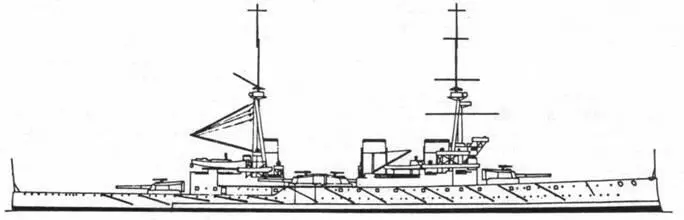 Линейный крейсер Инвинсибл Наружный вид в 1913 в верху и в 1914 гг 4 - фото 16