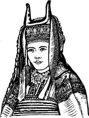 Рис 28 Рогатая кичка головной убор замужней женщины у русских Можно - фото 29
