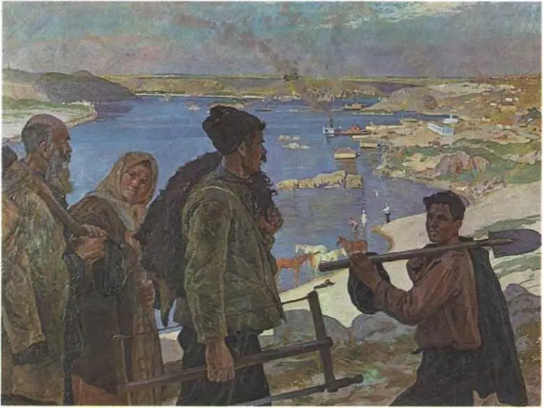 Кадры Днепростроя Художник К Д Трохименко 1937 г Здание Верховного - фото 42