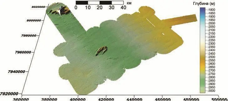 Рис 49 Оттененный 3D рельеф южного фланга хребта Мона Координаты UTM32 - фото 82