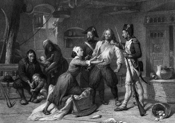 Арест роялиста гравюра 1793 Документ 12 Перманентная гильотина - фото 23