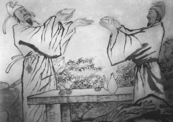 Ли Бо и Ду Фу Современная картина в музее Яньчжоу Дорога вдоль берега реки - фото 11