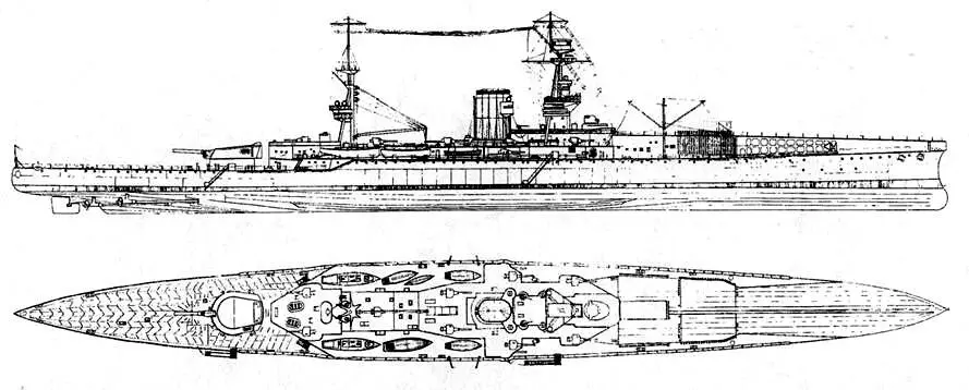 Линейный крейсер Фьюриес 1917 г наружный вид и вид сверху Из книги RA - фото 7