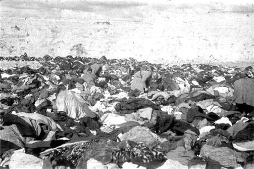 Эсэсовцы роются в вещах расстрелянных в урочище Бабий Яр Истлевшие тела - фото 545