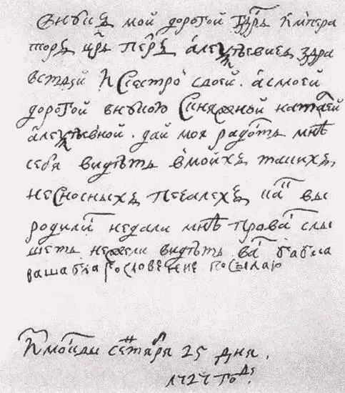 Письмо царицы Евдокии внукам императору Петру Алексеевичу и его сестре - фото 62