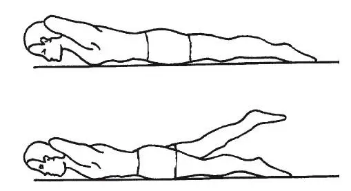 Рис 15 Подъем ног из положения лежа лицом вниз Для укрепления мышц спины - фото 21